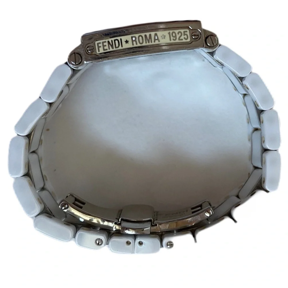 Fendi Square Ceramic White Watch, Stainless Steel